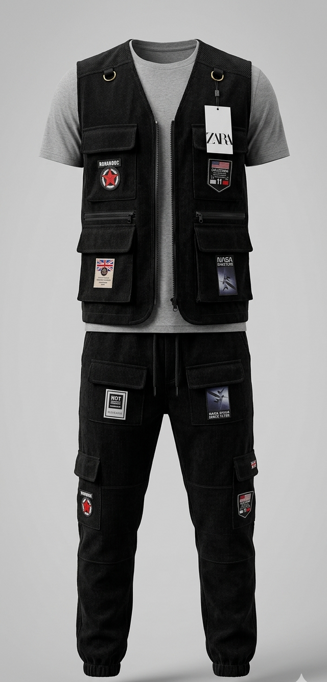 Men's Cargo Co-ord (Black)