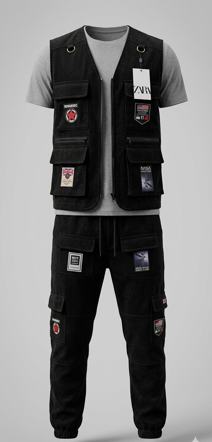 Men's Cargo Co-ord (Black)