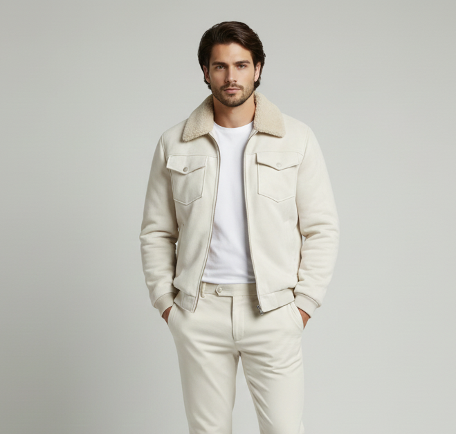 Suede Jacket (Off-White)