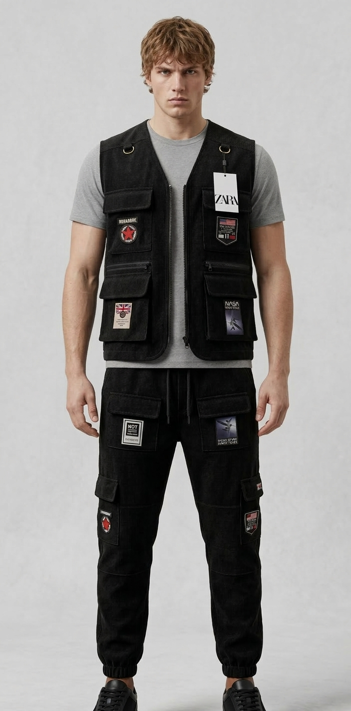 Men's Cargo Co-ord (Black)