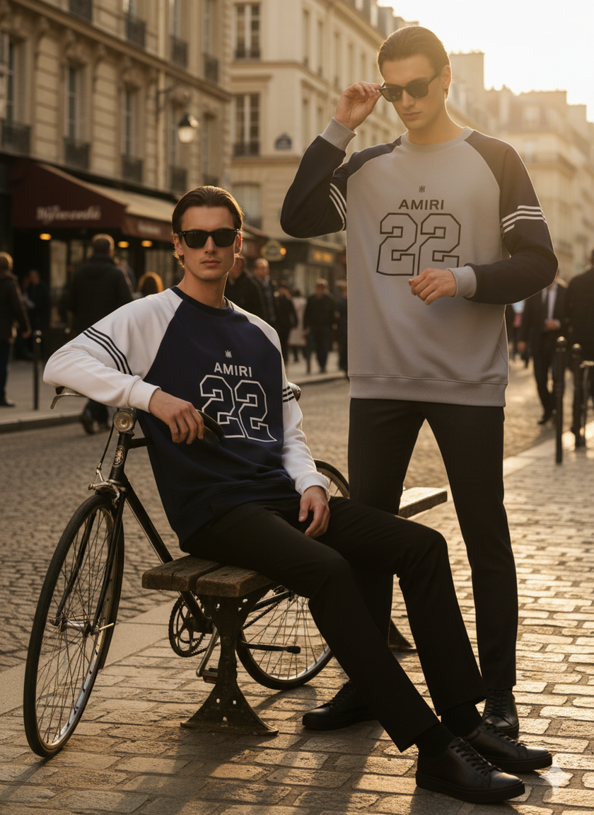 Combo Pack of 2 - Crackle Print Crewneck Sweatshirt Pair